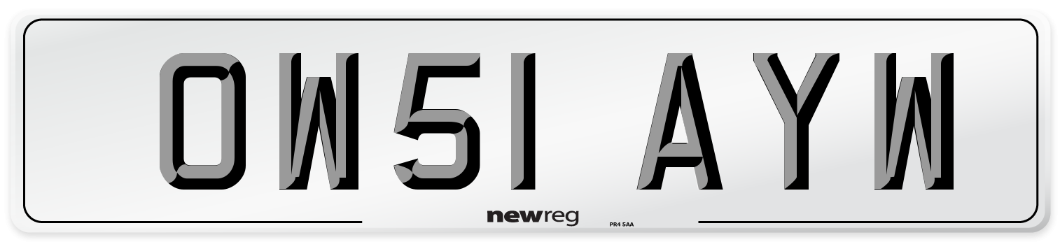OW51 AYW Number Plate from New Reg